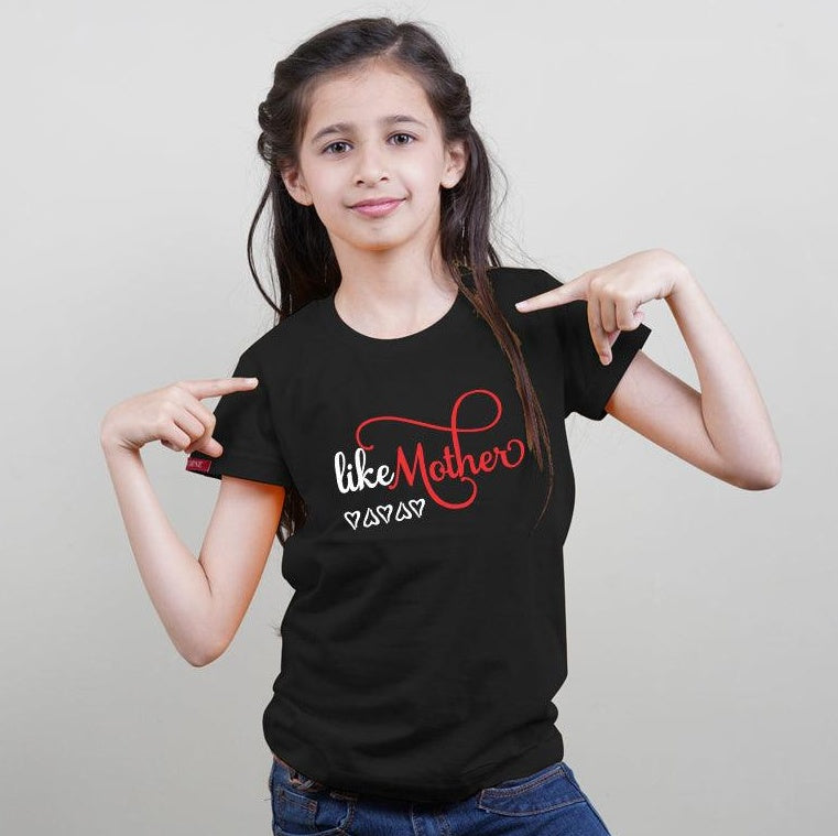 Like Mother-Like Daughter, Mom-Daughter T-Shirts Combo (Black)