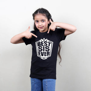 Best Sis Ever Best Bro Ever Siblings T-Shirts in Black - big-little-feelings