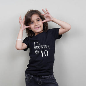 Kids Black T-Shirt (I'm Growing Up Yo) Stubborne - big-little-feelings
